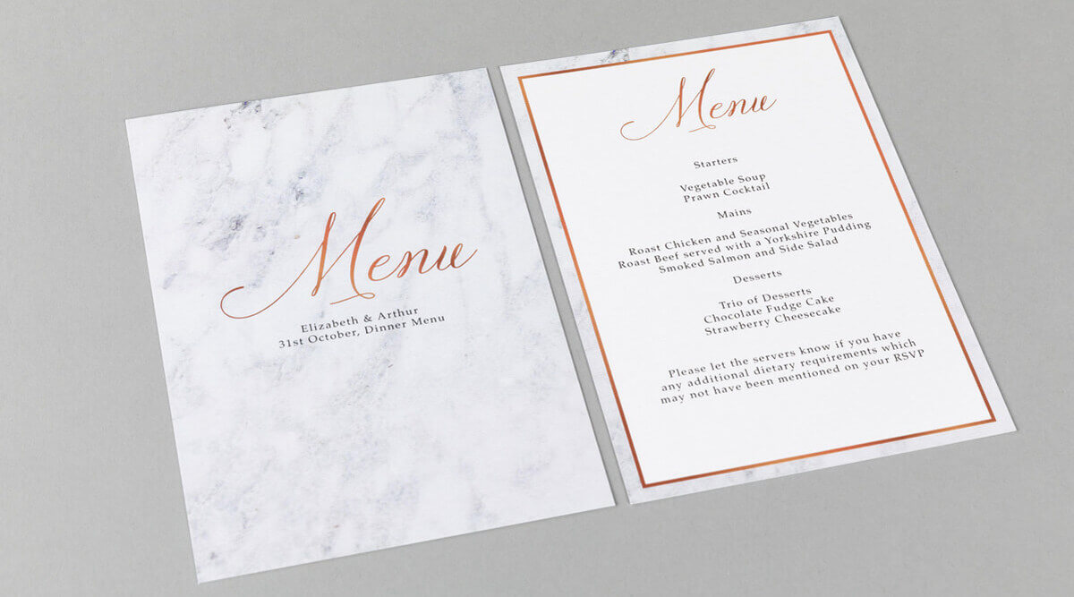 Flat Wedding Menus